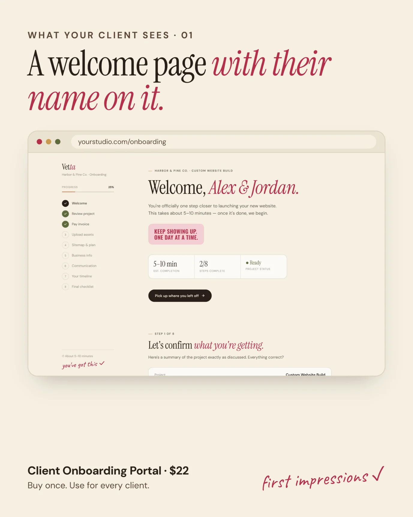 Example of Vetta's Client Onboarding Portal